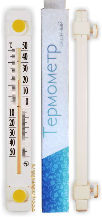 Термометр для пластиковых и деревянных окон ТБ-223-М2 с двумя держателями на круглых липучках