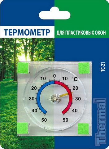 Термометр для пластиковых и деревянных окон ТС-21 в упаковке: блистер