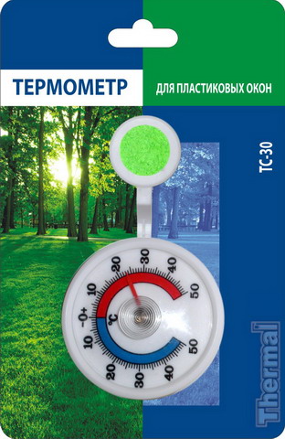 Термометр для пластиковых и деревянных окон ТС-30 в блистерной упаковке