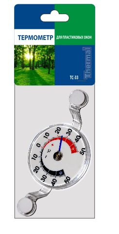 Термометр для пластиковых и деревянных окон ТС-33 в пакете с европодвесом