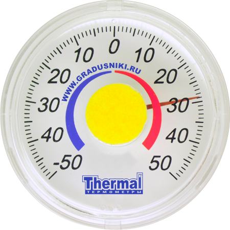 Термометр стрелочный для пластиковых и деревянных окон ТС-36 с логотипом