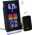 Термометр цифровой электронный ТЕ-7700 «CRISTAL» с радиодатчиком для одновременного измерения температуры в доме и на улице, а также влажности в доме и на улице, и указателем погоды с анимацией и многоцветной подсветкой 