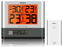 Термометр цифровой электронный RST02715 / IQ715 погодная станция  с радиодатчиком, с оранжевой подсветкой и часами-будильником 