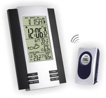 Термометр цифровой электронный ТЕ-2024 с радиодатчиком для одновременного измерения температуры в доме и на улице, влажности в доме и на улице, с указателем погоды и часами-будильником 