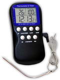 Термометр цифровой электронный ТЕ-900 высокотемпературный от 0 до +300 градусов с выносным датчиком и часами-таймером 