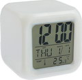 Термометр цифровой электронный ТЕ-977 Куб настольный с цветной подсветкой + часы-календарь-будильник 